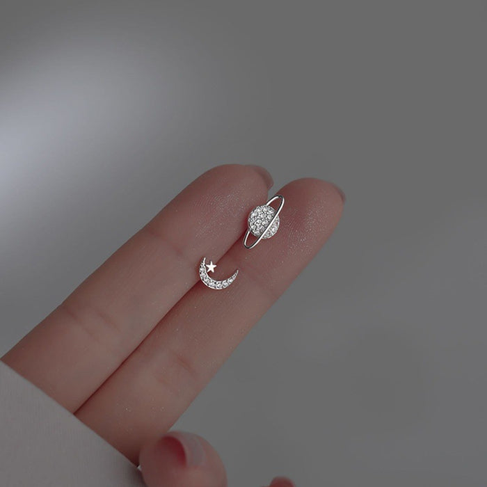Wholesale Asymmetric zircon earrings with niche design, temperament, personality, exquisite earrings