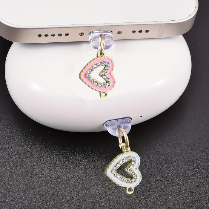 Wholesale Diamond-encrusted heart pendant dust plug portable charm
