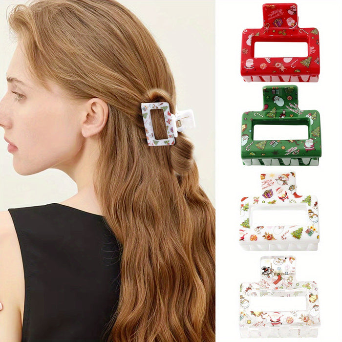 Wholesale Christmas Acrylic Cartoon Print Hairpin JDC-HC-SNSB004