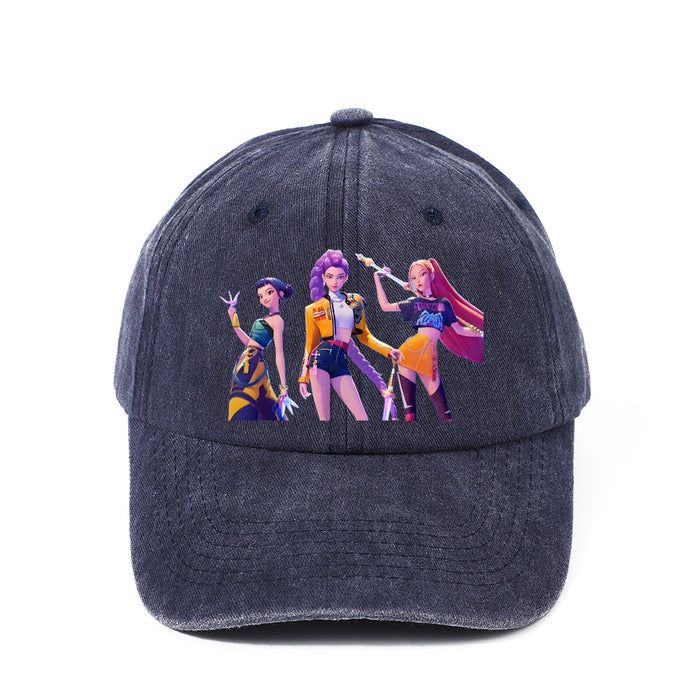 Wholesale Kpop cartoon character washed baseball cap