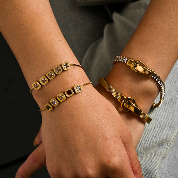 Wholesale Fashionable luxury 18K stainless steel bracelet with zircon, high-end feel bracelet