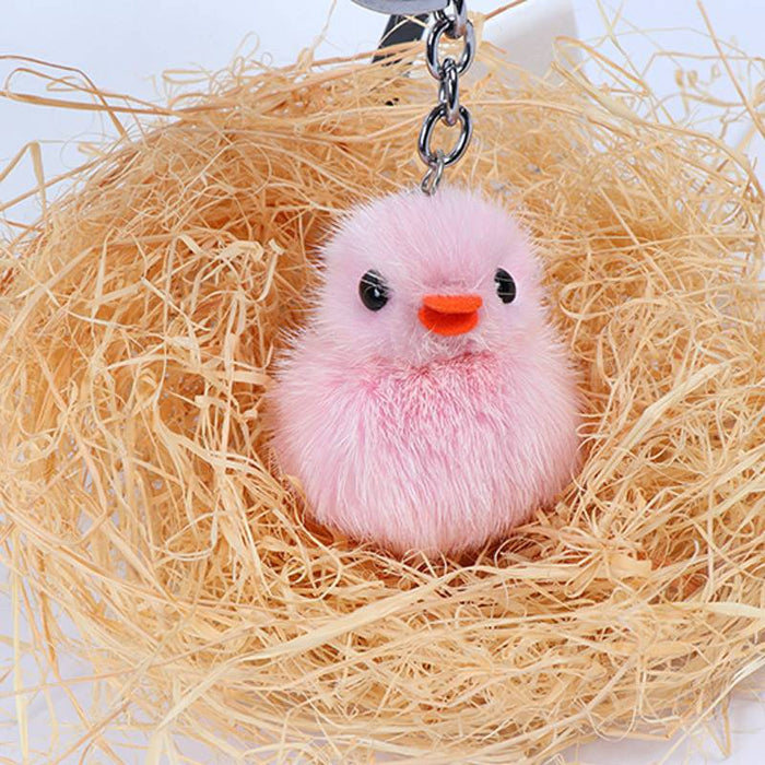 Wholesale Mini Mink Fur Yellow Duck Car Keychain JDC-KC-HaoQ002