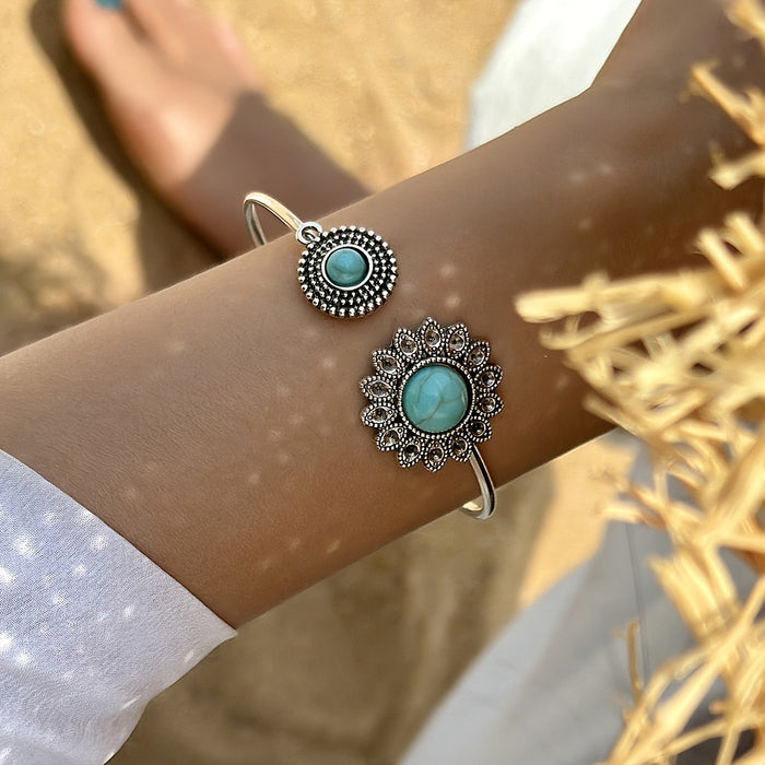 Wholesale Women S Silver Boho Turquoise Leaf Bow Bracelet Jewelry Accessory Gift