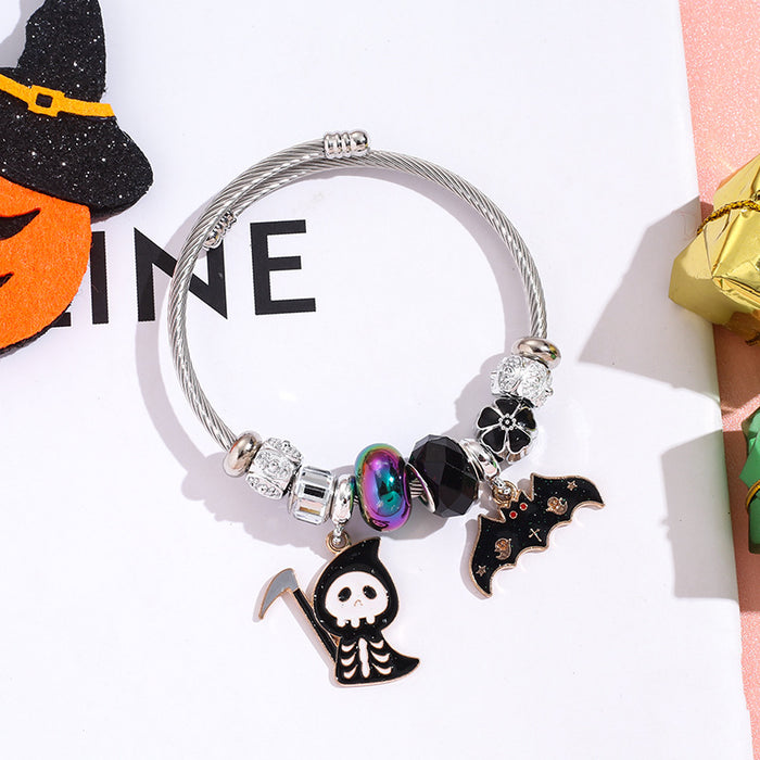 Wholesale  Witch Bat Pendant Stainless Steel Bracelet MOQ≥2