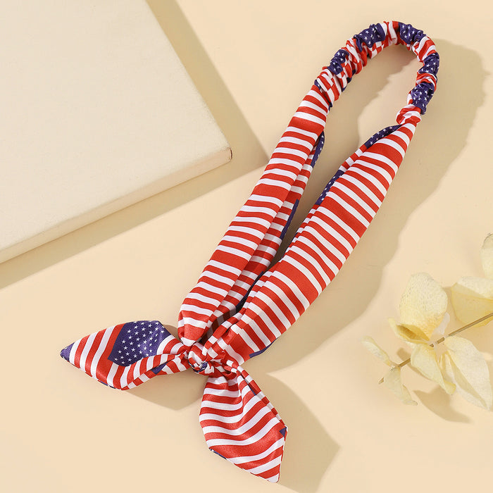 Wholesale 3PCS American Flag Independence Day Rabbit Ears Elastic Headband Bow Fabric Headband JDC-HD-JinZ001