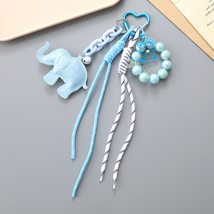 Wholesale Leather bow heart pendant luggage keychain lanyard accessories single buckle tassel pendant accessories