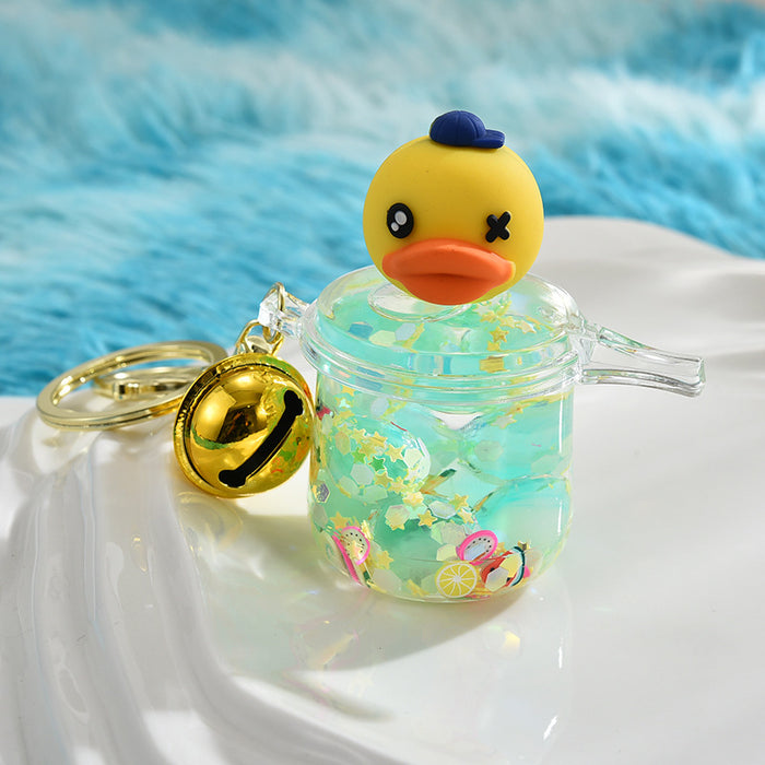 Wholesale Acrylic Luminous Yellow Duck Bell Cartoon Keychain JDC-KC-ShuangD016