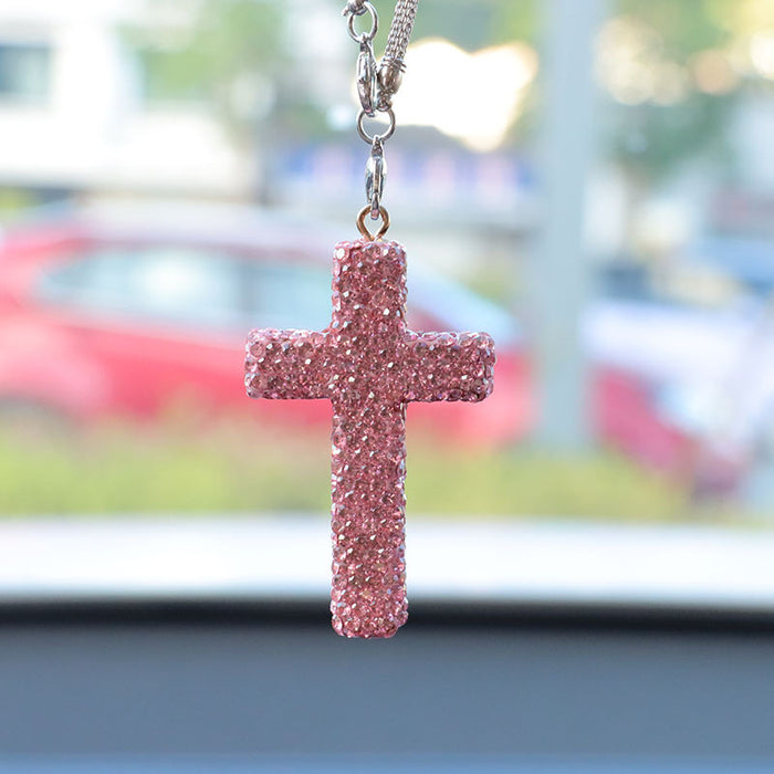 Wholesale Simple Black Rhinestone Cross Car Hanging Ornament Interior Decoration Gift