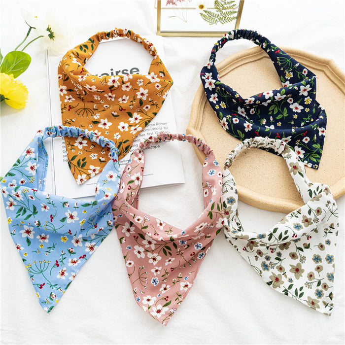 Wholesale band headscarf women's thin floral cloth triangle scarf hair accessories batch