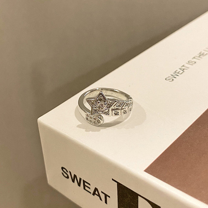 Wholesale Simple geometric cross opening ring, fashionable, niche, personalized, butterfly temperament, versatile, high-end feeling