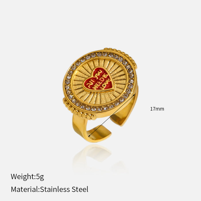 Wholesale High end stainless steel diamond inlaid movable ring that does not fade and is environmentally friendly ring jewelry