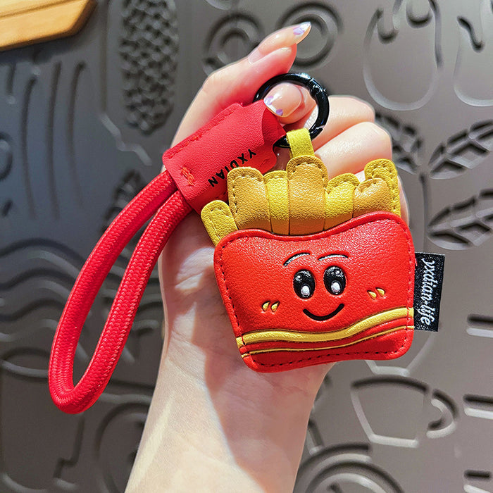 Wholesale Creative cartoon leather snacks, keychains, cute French fries, exquisite bags, pendants, small gifts