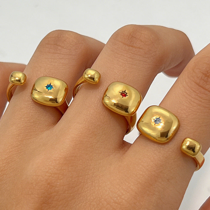 Wholesale Stainless Steel  Colorful Cubic Zirconia Adjustable Ring