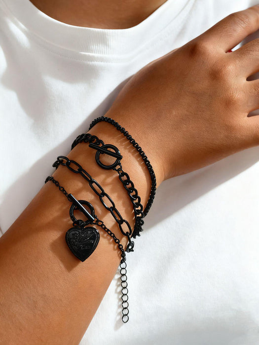 Wholesale Beaded Bracelet Set 5-Piece Heart Design Stackable Bracelets