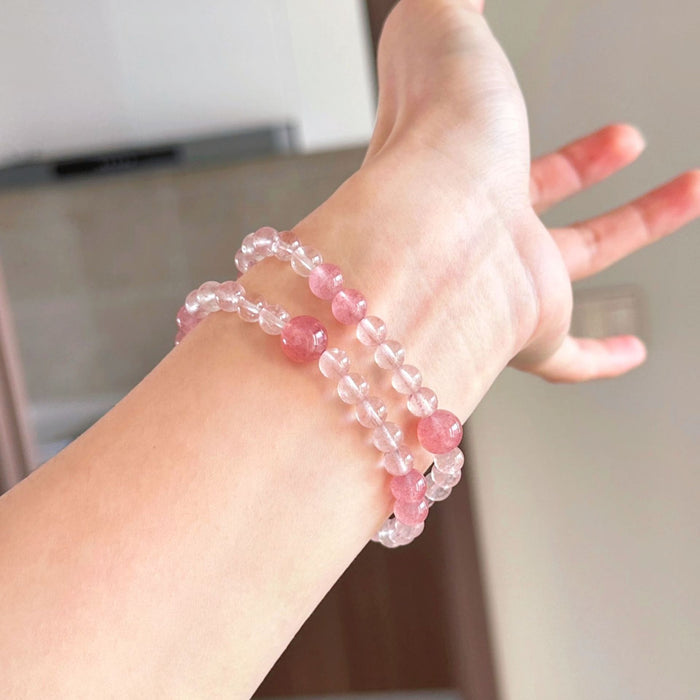 Wholesale Strawberry Crystal White Crystal Double Circle Peach Blossom