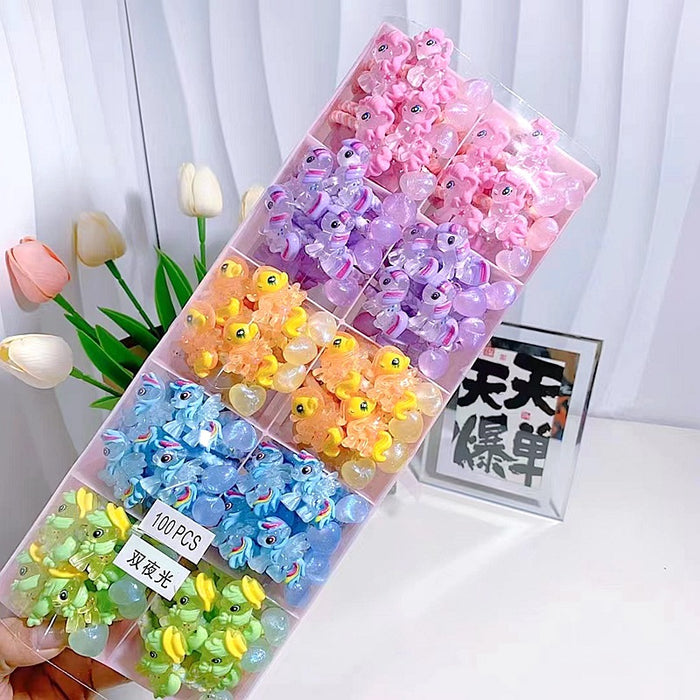 Wholesale Cartoon Jelly Luminous Pony Strap Woven Hanging Beads Hair Rope Hair Loop Student Children High Elastic Horsetail Tie Head Jewelry