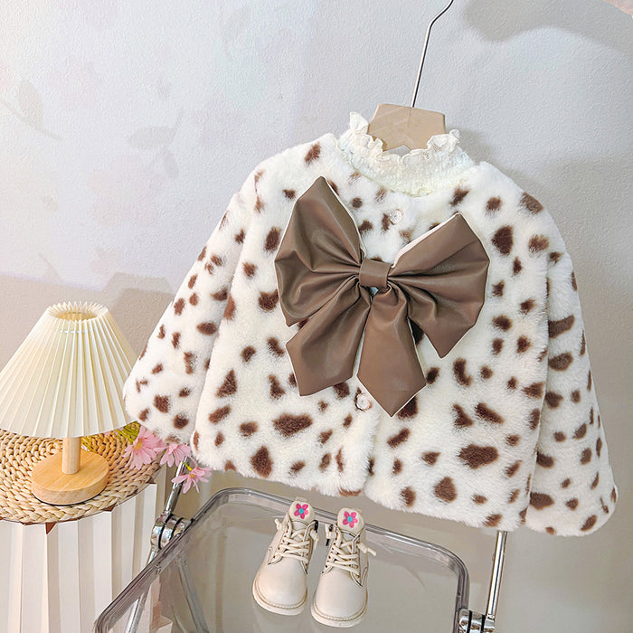 Wholesale Bowknot Plush Fur Children's Coat JDC-CTS-MianY029