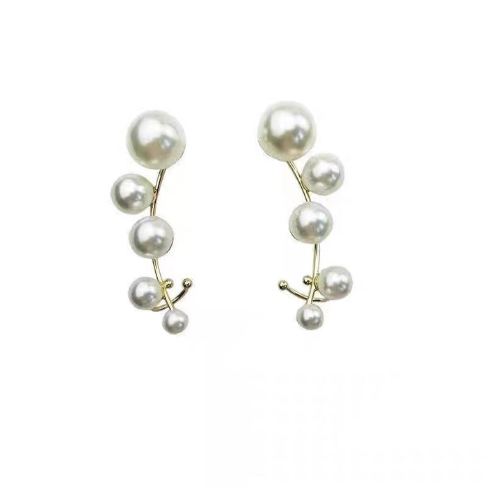 Wholesale Pearl earrings with a light luxury, high-end feel, fashionable temperament, versatile ear clips, retro earrings