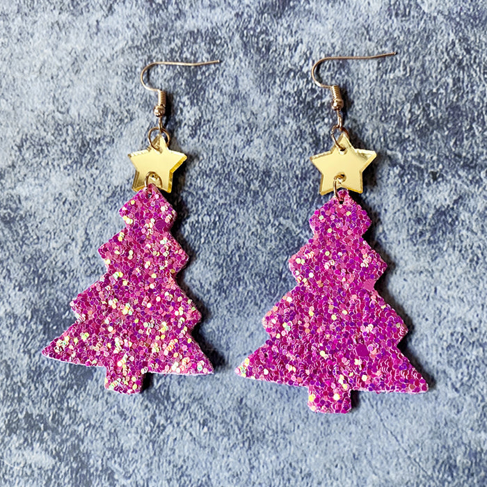 Wholesale Christmas flash earrings Gretel leather acrylic ing earrings