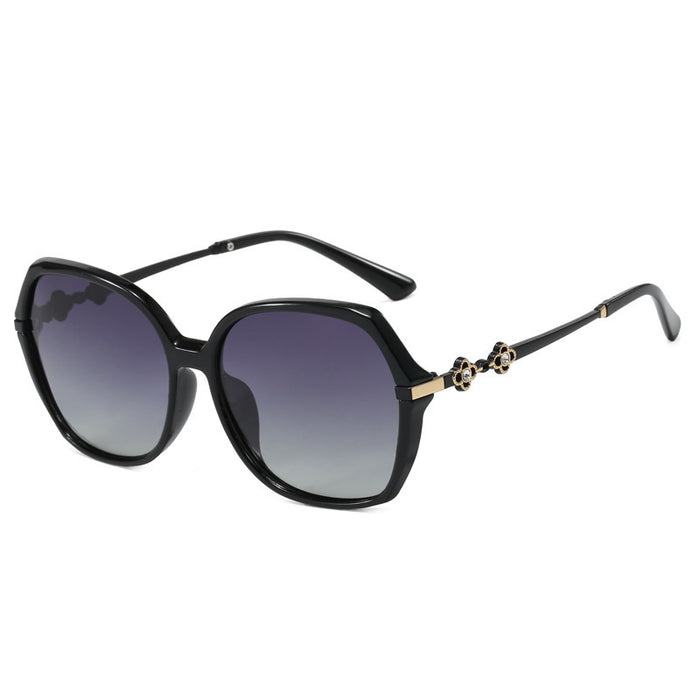 Wholesale High end polarized UV resistant elliptical frame sunglasses with diamond inlaid sunglasses