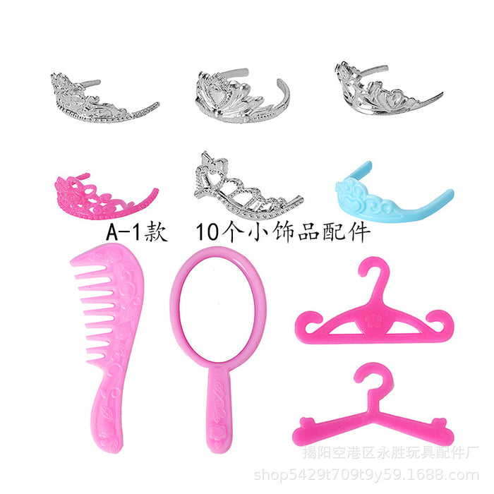 Wholesale Doll dress-up princess doll toy electroplated crown necklace earrings bracelet earrings accessories bag
