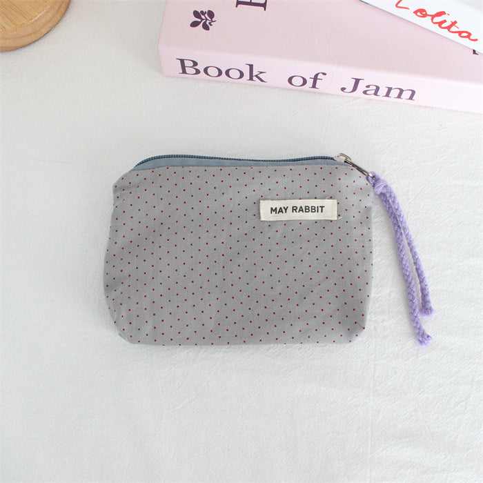 Wholesale Polka Dot Coin Purse Cotton Canvas Drawstring Pouch Stylish Wristlet Bag For Women Everyday Trendy Accessory