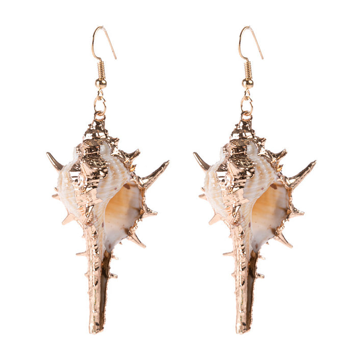Wholesale New gold trimmed conch seashell earrings with multiple options to choose from