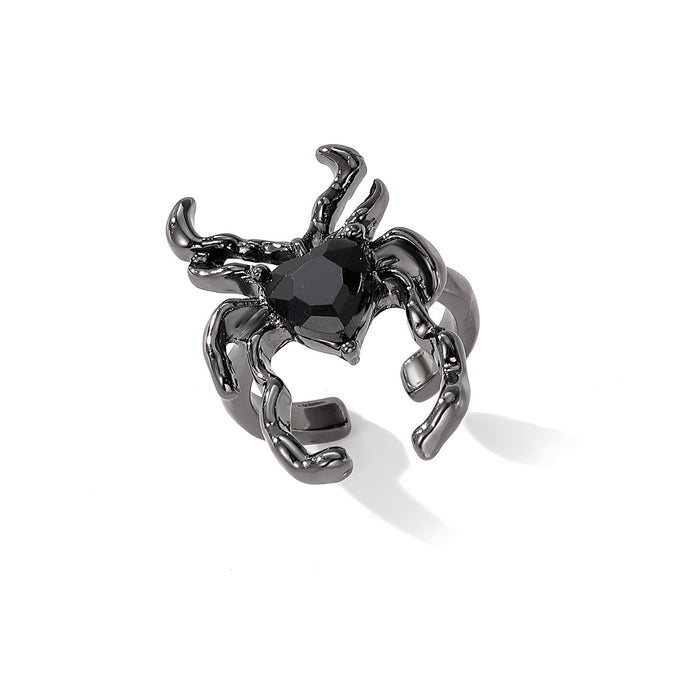 Wholesale Creative diamond inlaid spider ring, niche design, open-ended ring