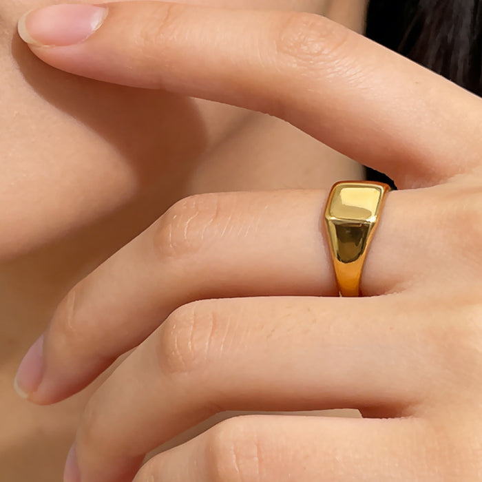 Wholesale Gold-Plated Stainless Steel Square Rings