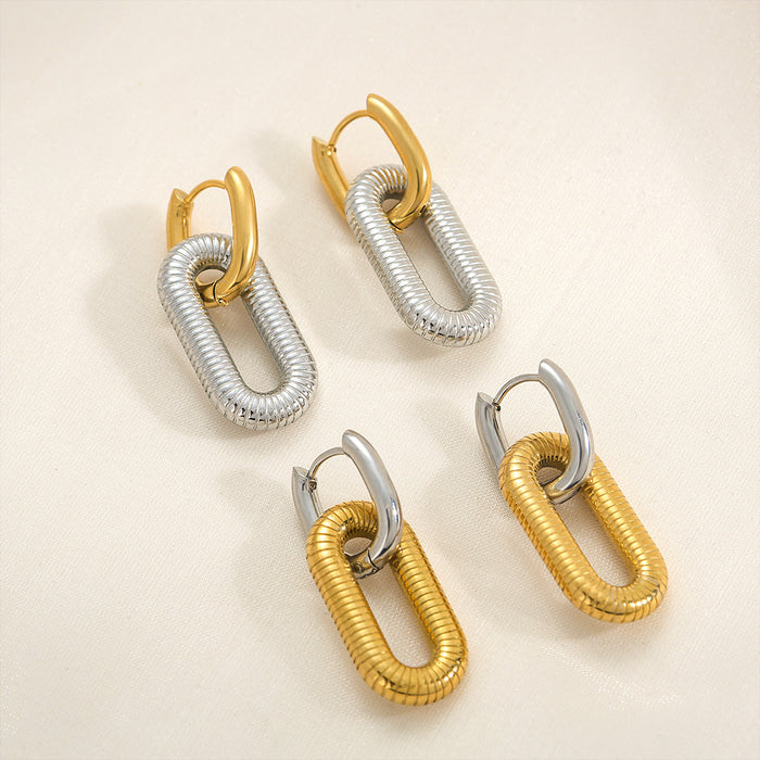 Wholesale Statemente Earrings Stainless Steel Square Thread Earrings