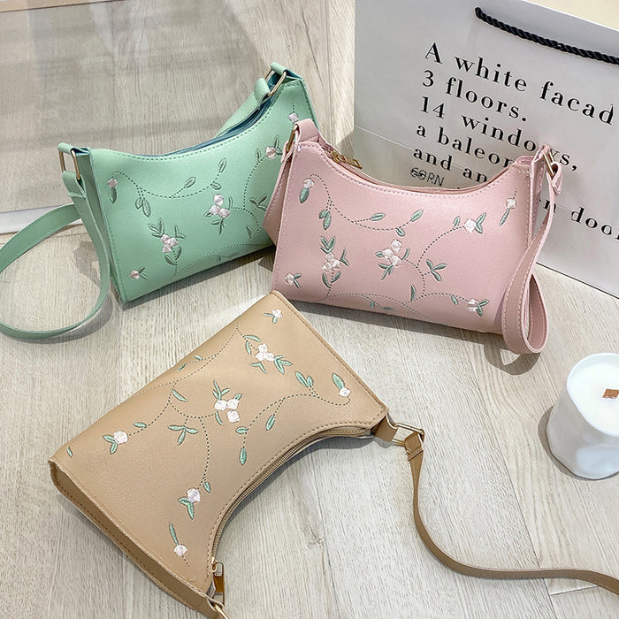 Wholesale Embroidered underarm bag ladies handbag ladies shoulder bag fashion simple underarm bag