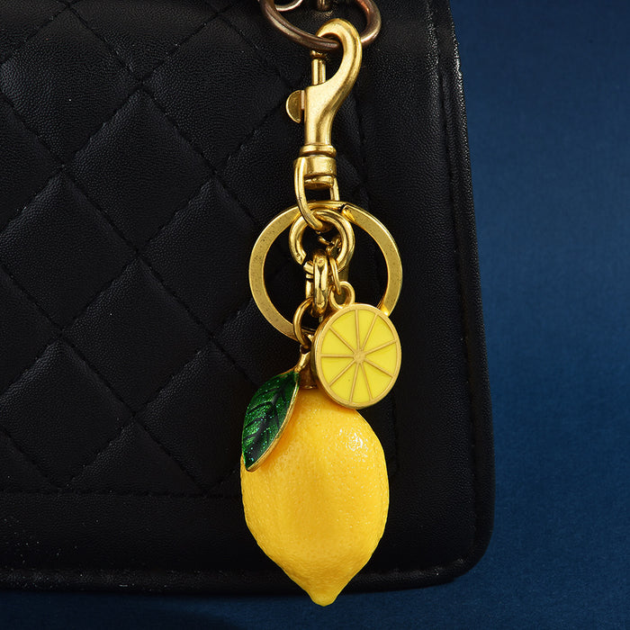 Wholesale Lemon Fruit Keychain Alloy Bag Charm Car Key Accessory Gift