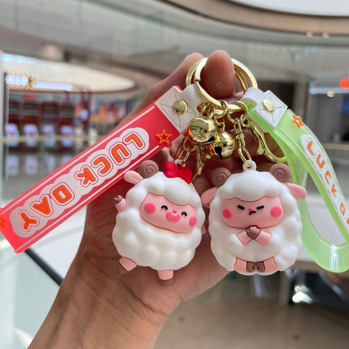 Wholesale Keychain couple exquisite cartoon backpack pendant car keychain claw doll machine small gift wholesale