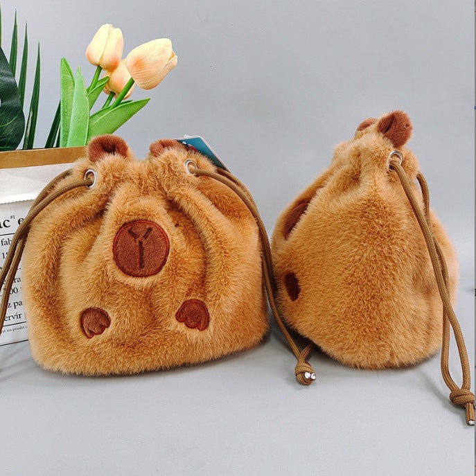 Wholesale Plush Capybara Backpack Cute Crossbody Handbag Female Cartoon Student Small Backpack