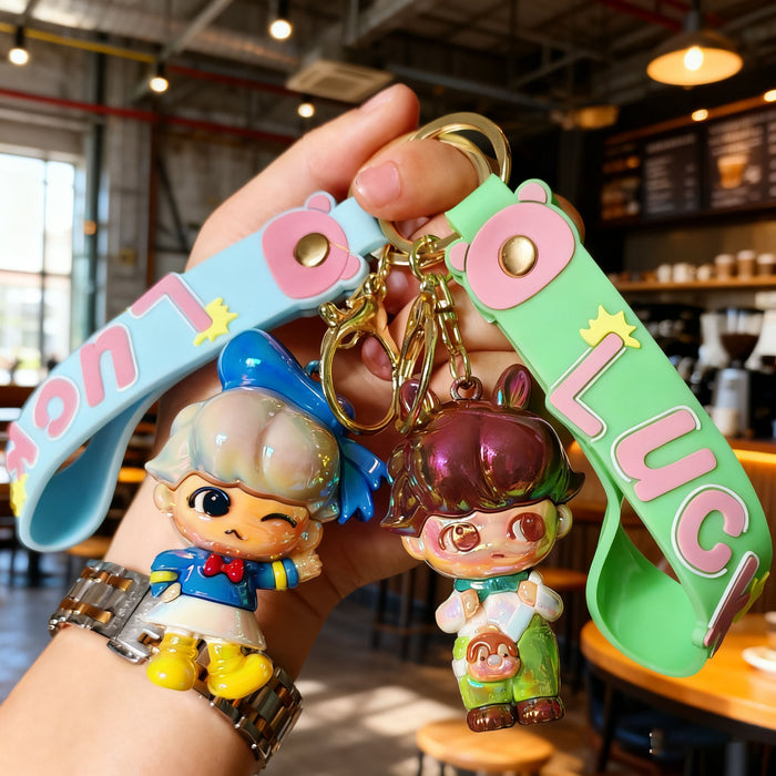 Wholesale Cute electroplated cartoon colorful keychains for couples