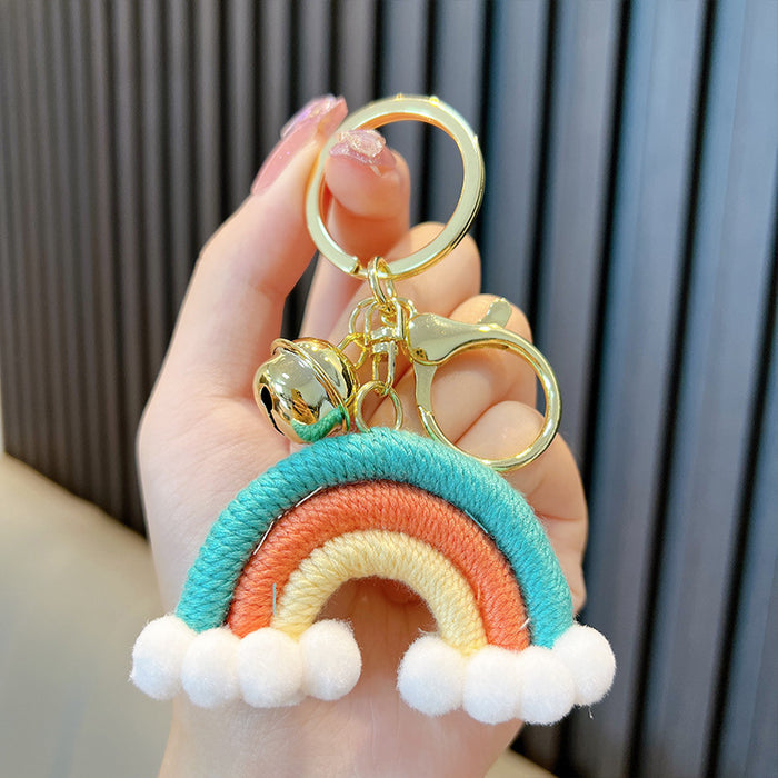 Wholesale Woven Cotton Thread Rainbow Cloud Keychain JDC-KC-WoA042