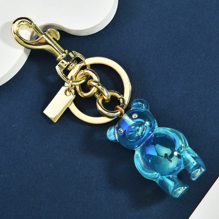 Wholesale New Keychain 3D Bear Bag Pendant Women's Bag Jewelry Colorful Bear Car Key Pendant