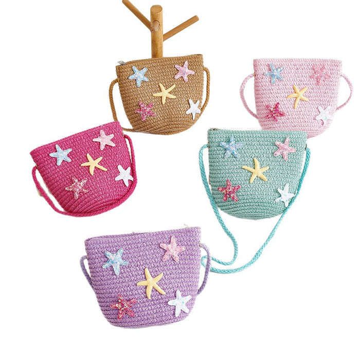 Wholesale Straw Bag for Girls Cute Solid Color Design Summer Travel Crossbody Purse