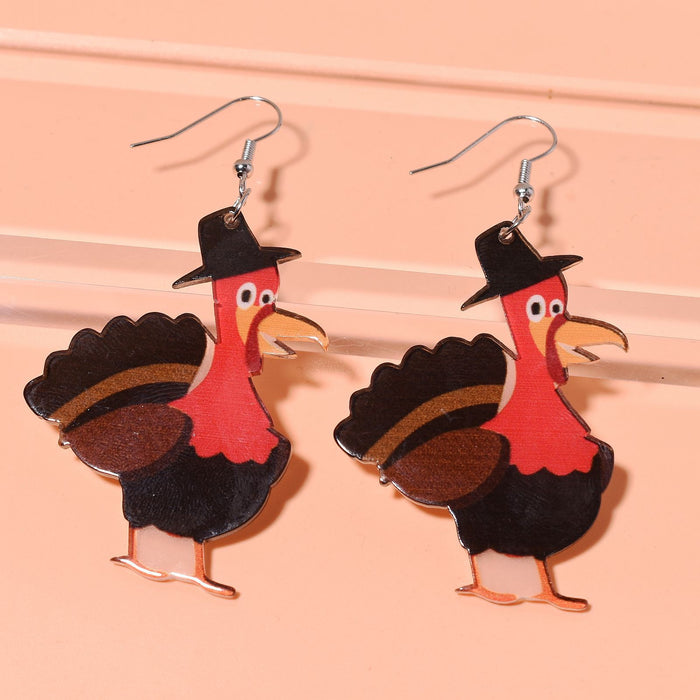 Wholesale Thanksgiving Cartoon Turkey Earrings JDC-ES-Zhanh006