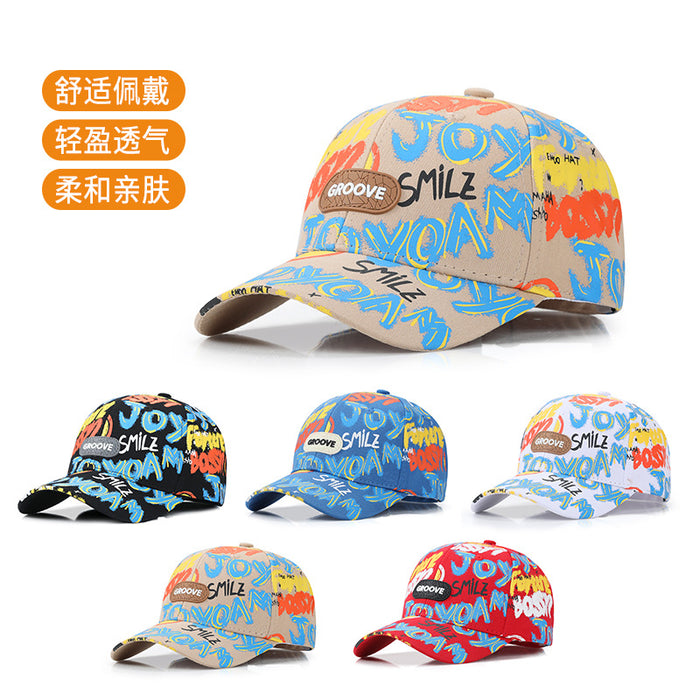 Wholesale wholesale Children's Street-fried Graffiti Baseball Cap Leather Label Cap