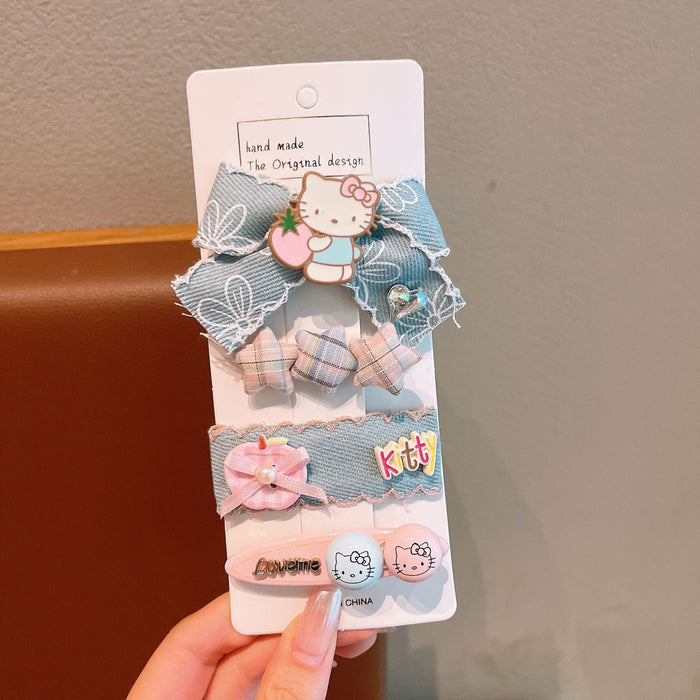 Wholesale Children Denim Polka Dot Bow Hair Clip