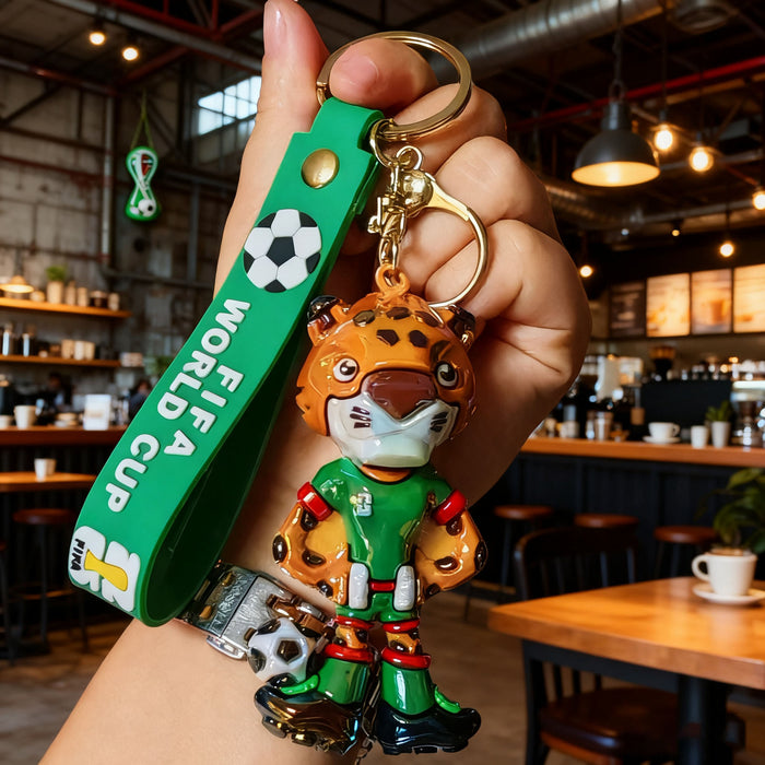 Wholesale World Cup themed electroplated silicone keychains
