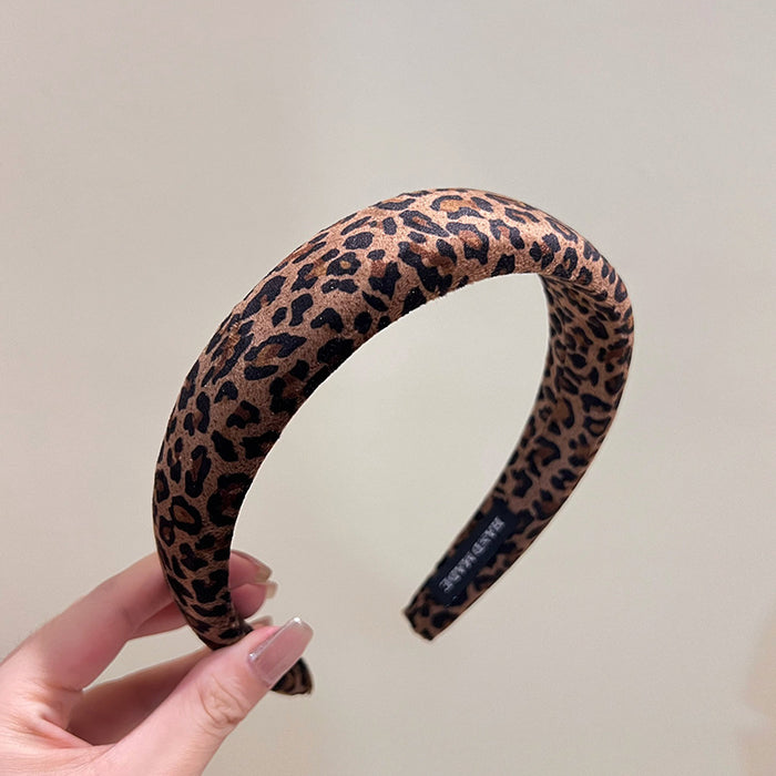 Wholesale Deep Curry Color Leopard Hair Hoop Retro Wind Pressure Hair Stamp