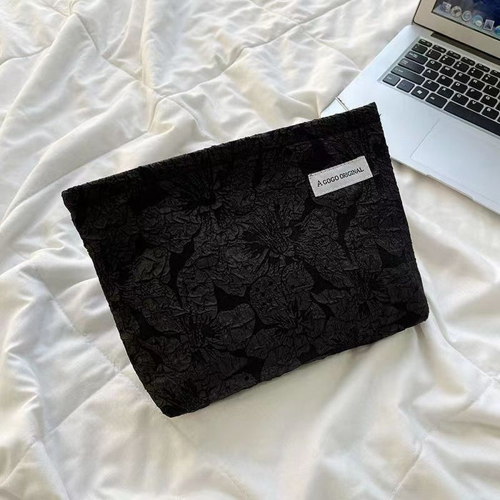 Wholesale Corduroy contrasting striped makeup bag for portable travel and business trips