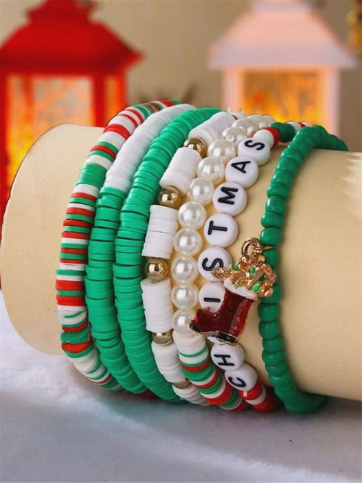 Wholesale Christmas jewelry colorful mixed color polymer clay bracelet