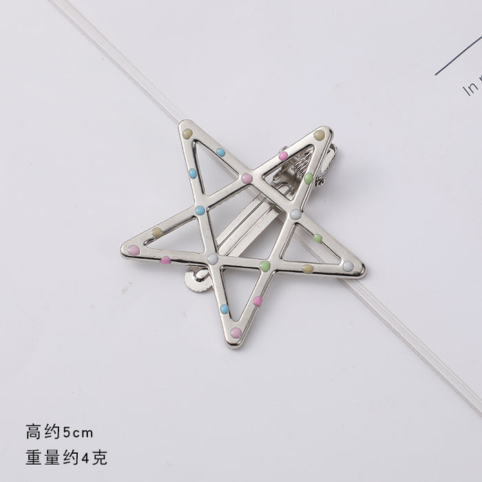 Wholesale Silver Metal Girl Hairpin New Oil Dripping Hair Accessories Cute Side Clip