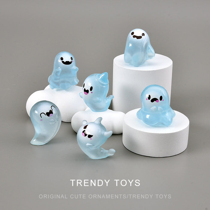 Wholesale Resin Glow-in-the-Dark Ghost Cartoon Keychain Desk Decoration Birthday Gift MOQ≥3