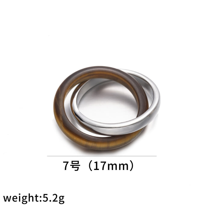 Wholesale Vintage brass gold-plated zircon agate titanium steel ring fashionable autumn and winter