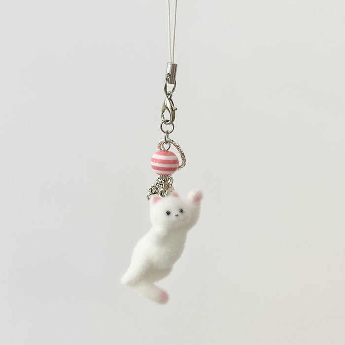 Wholesale 3D plush cat phone chain keychain pendant, cute cartoon cat bag accessories, Gooka chain gift