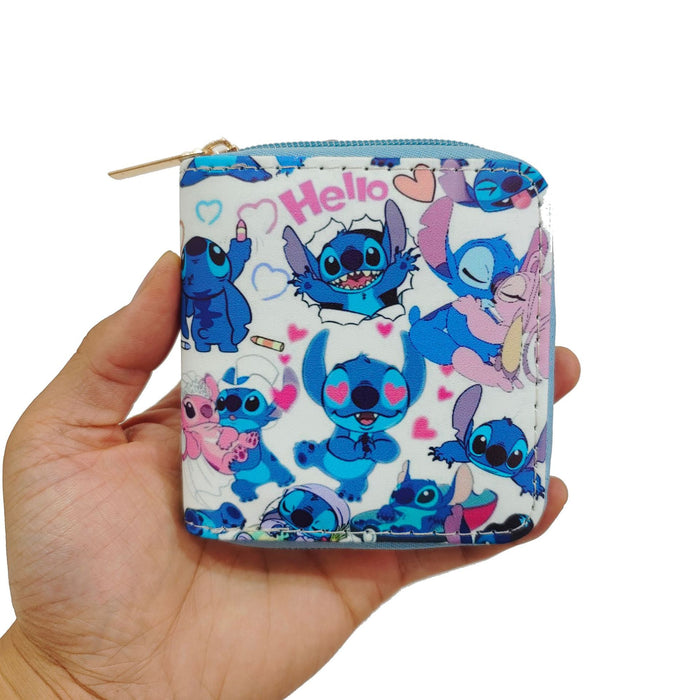 Wholesale Anime Peripheral Stitch PU Short Zipper Small Wallet 1269 Stitch Wallet Printing JDC-WT-DengX003